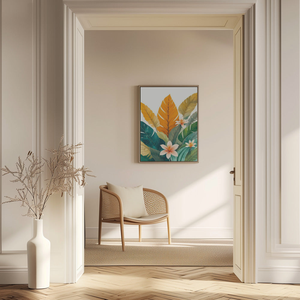 Tropical Leaves And Delicate Flowers | Poster