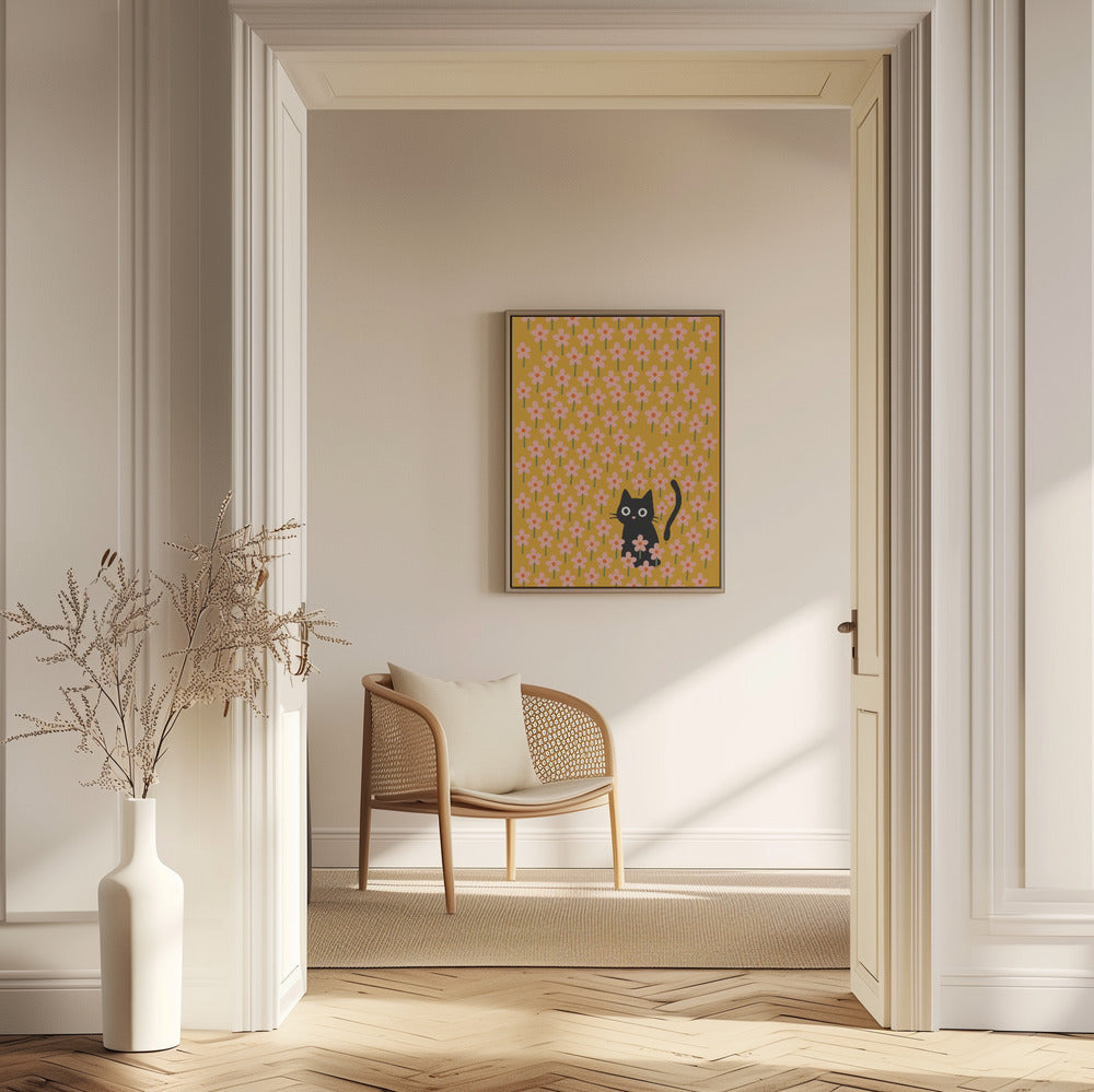 Playful Floral Cat | Poster