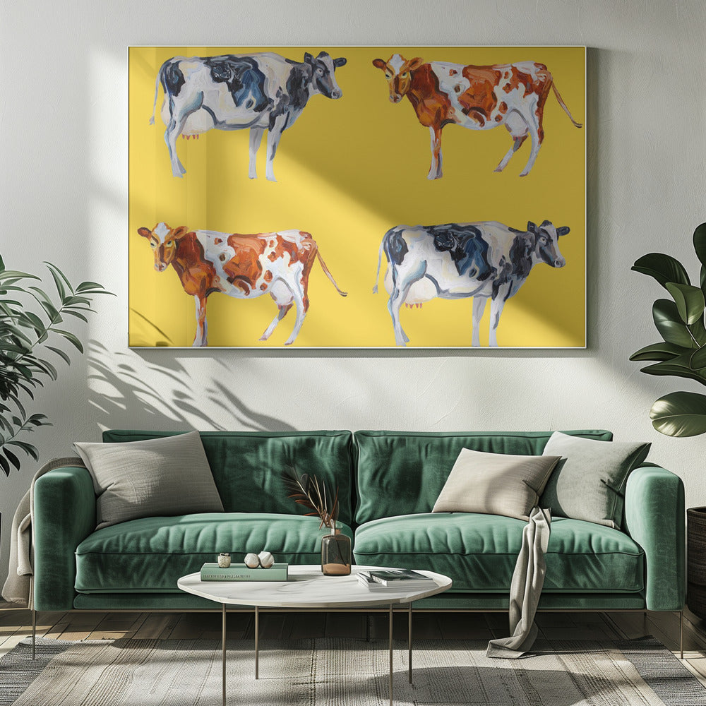 Cow Art On Yellow | Canvas