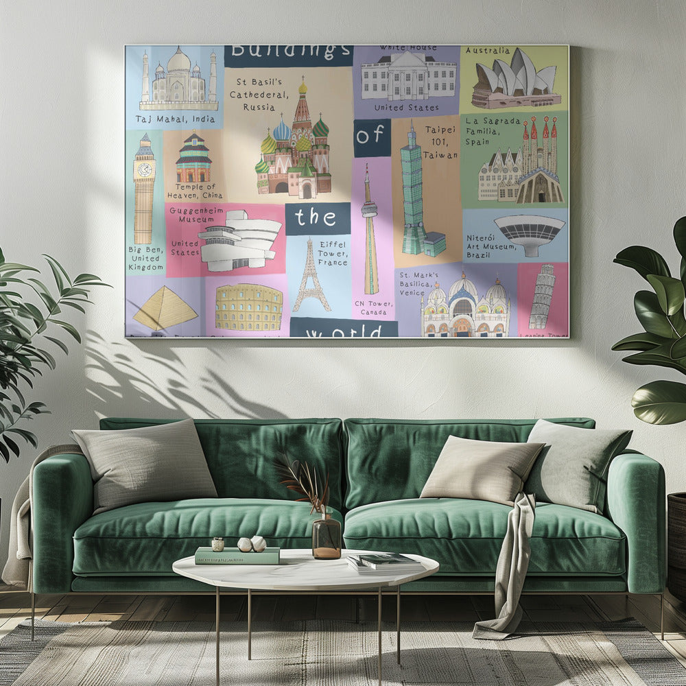 Maailman rakennukset, kuvittanut taiteilija Carla Daly | Canvastaulut