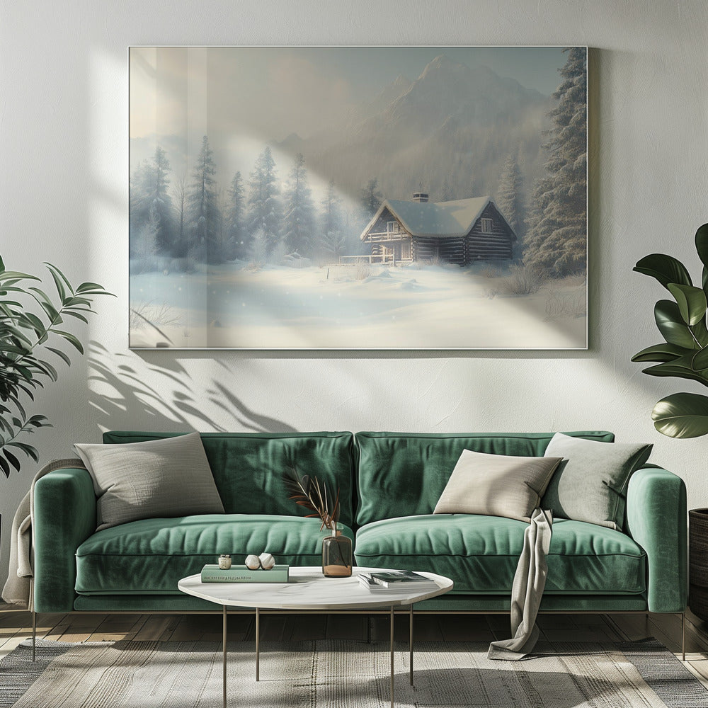 Cabin In Snowy Landscape | Canvas