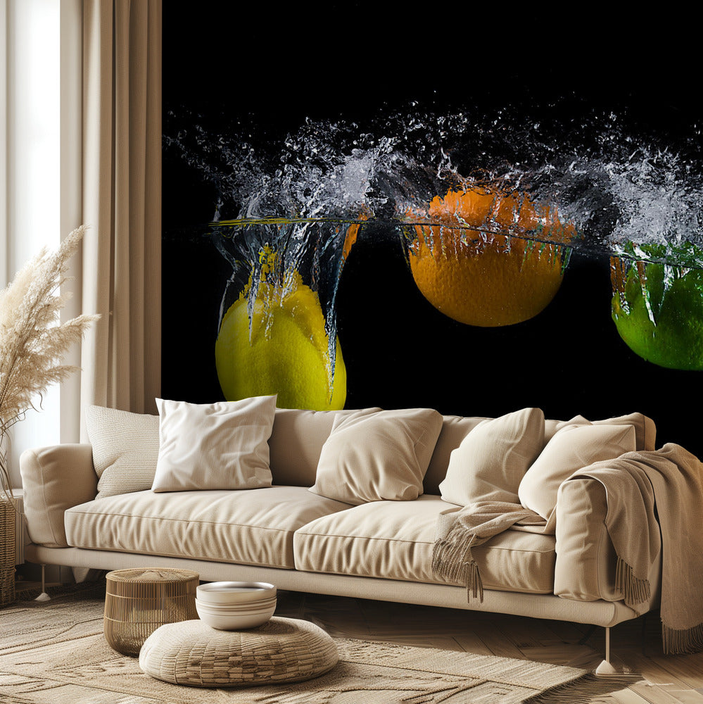 Kolminkertainen sitrusroiske | Valokuvatapetit