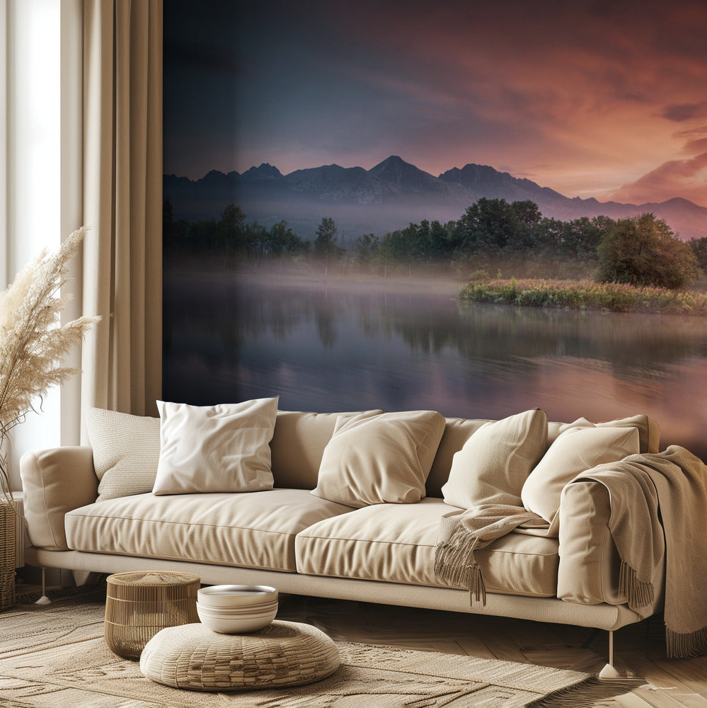 Aamunkoitto järven rannalla | Valokuvatapetit