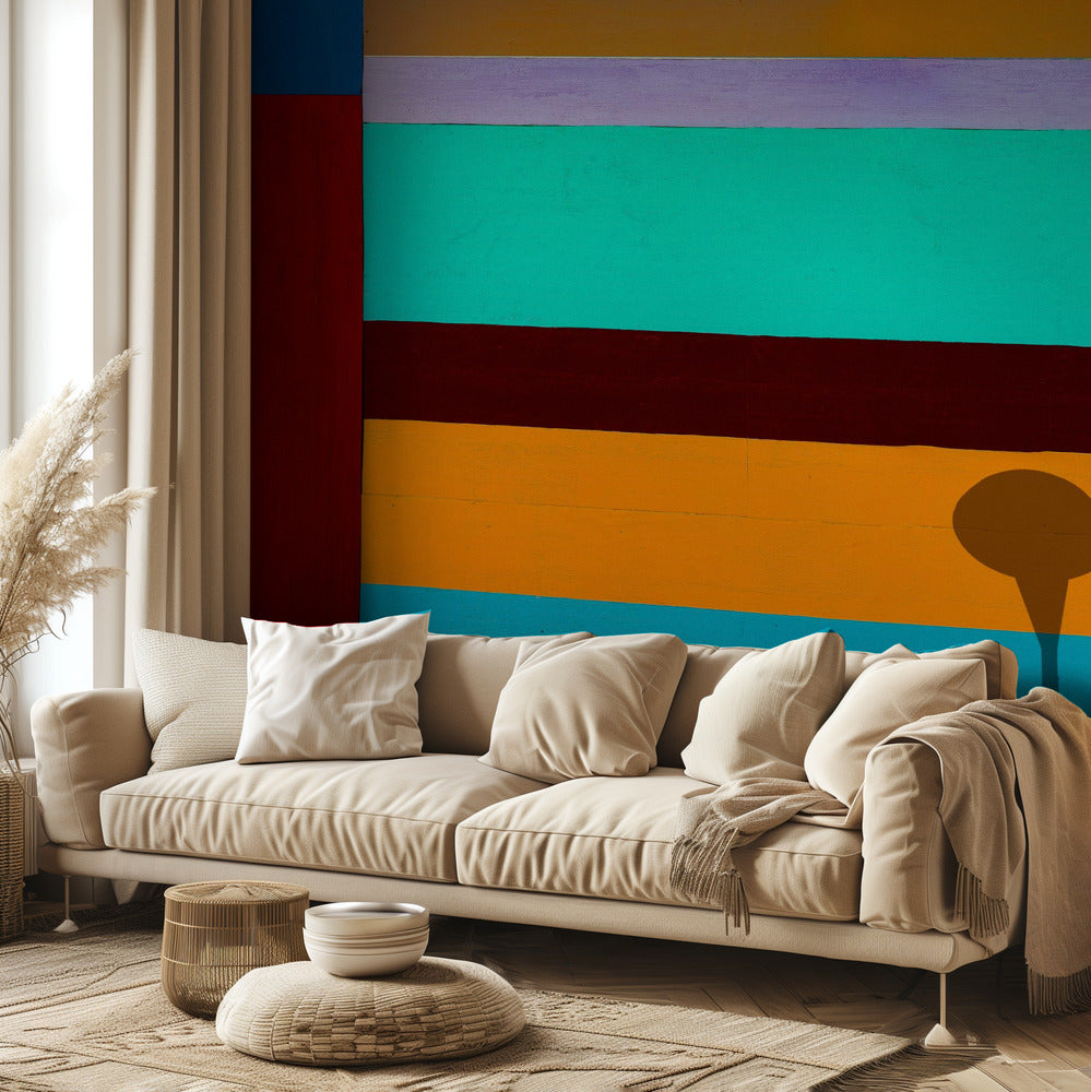 Lampa i pasiasta ściana | Fototapeta