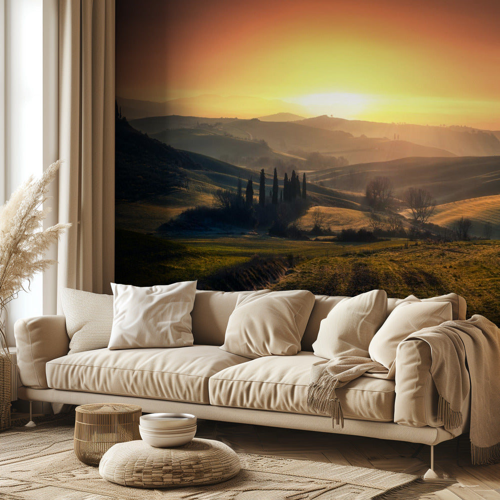 Val d'Orcia aamulla | Valokuvatapetit