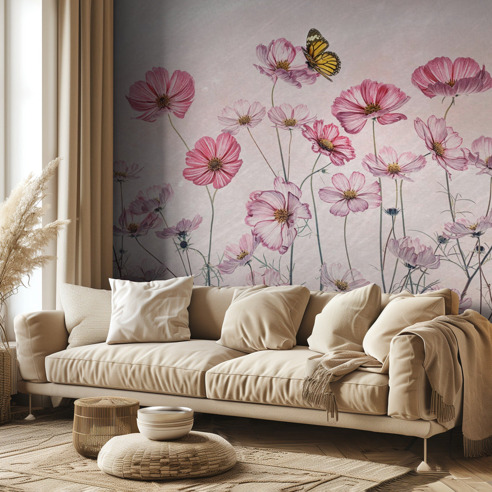 Cosmos and Butterfly | Wallpaper