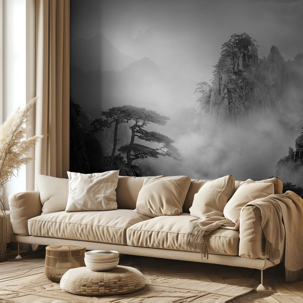 Huang Shan In The Fog | Wallpaper