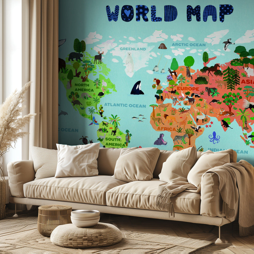 World map for kids | Wallpaper