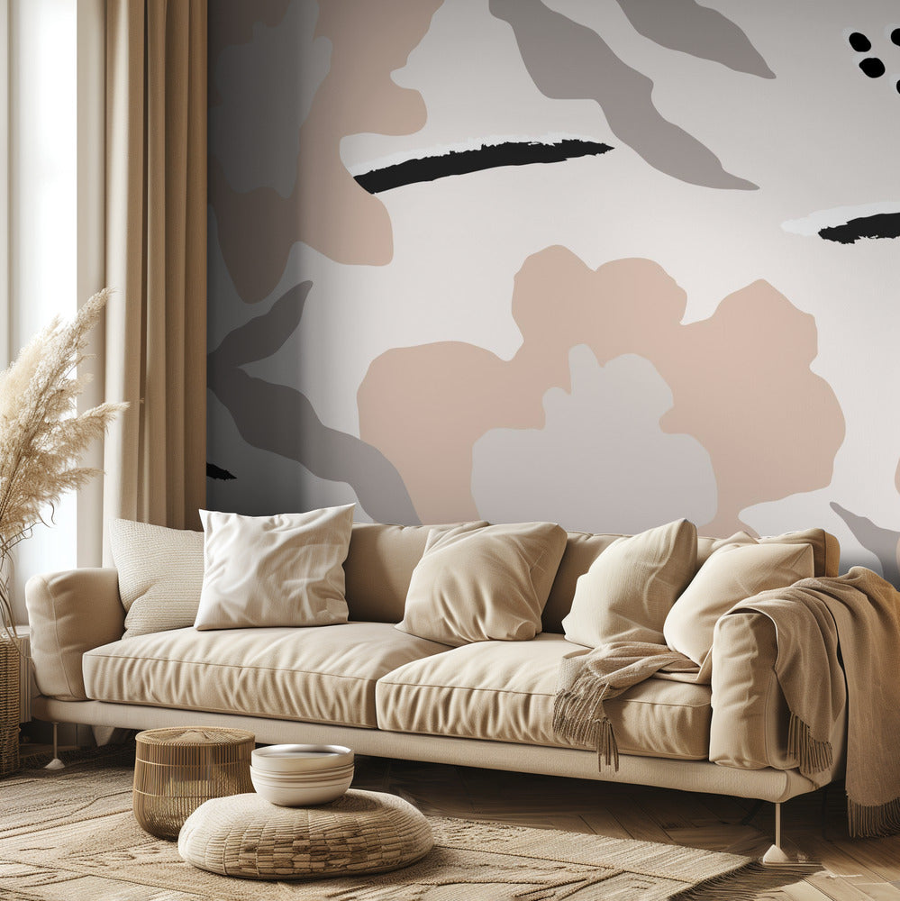 Flores y lineas | Papel Pintado Fotográfico