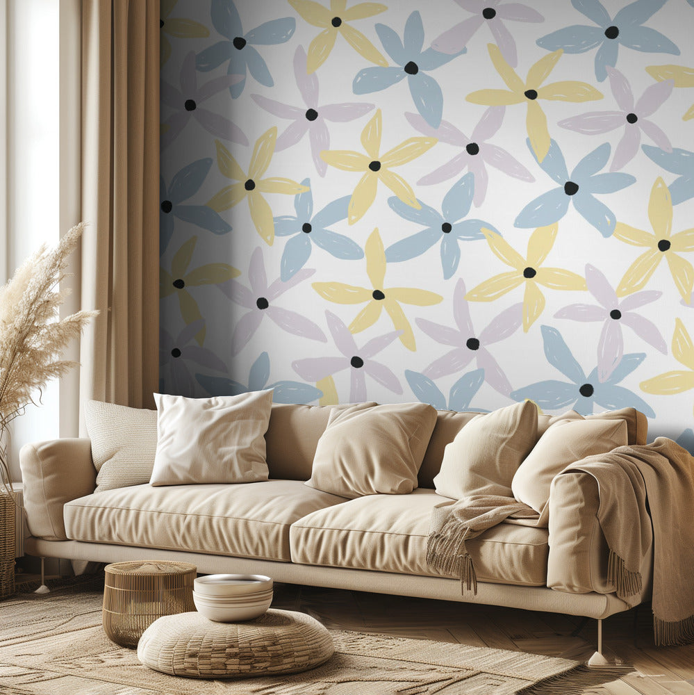 Kolorowe, wesołe kwiaty | Fototapeta