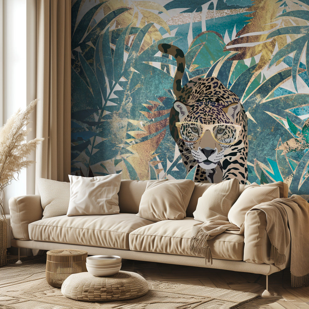 Jaguar-viidakkomaisema-maalaus | Valokuvatapetit