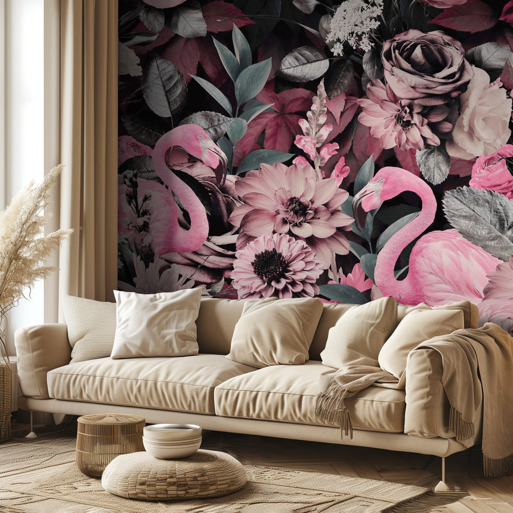 Flamingo Garden No2 | Wallpaper