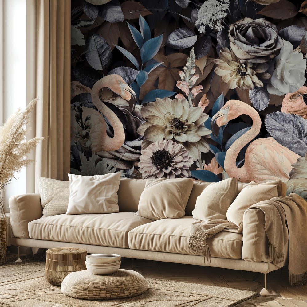 Flamingo Garden No1 | Wallpaper