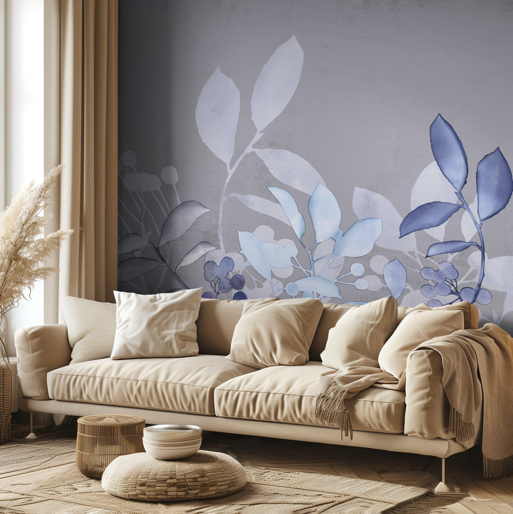 Watercolor Pastel Garden Blue | Wallpaper