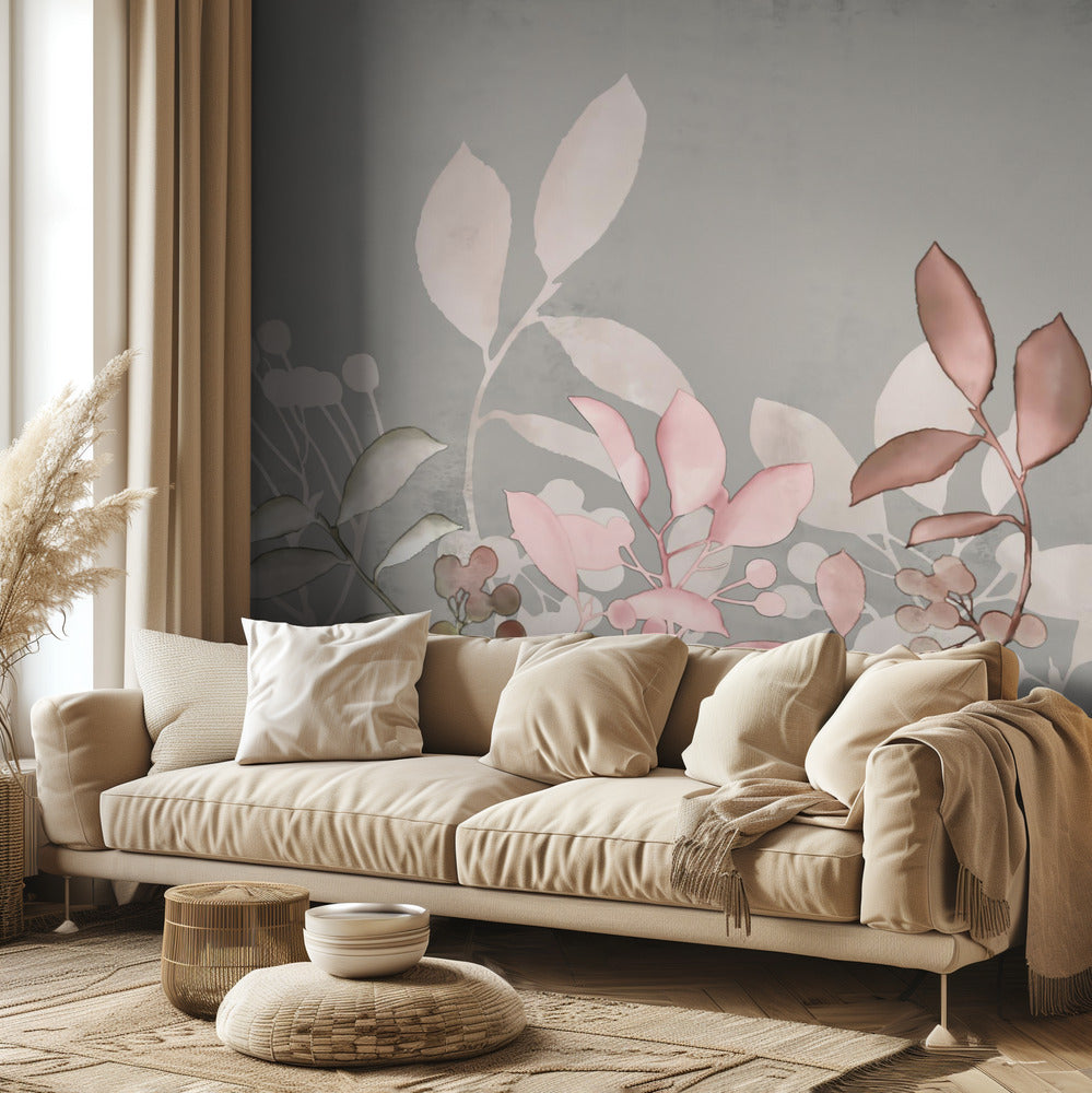 Vesiväri Pastelli Puutarha Pinkki | Valokuvatapetit