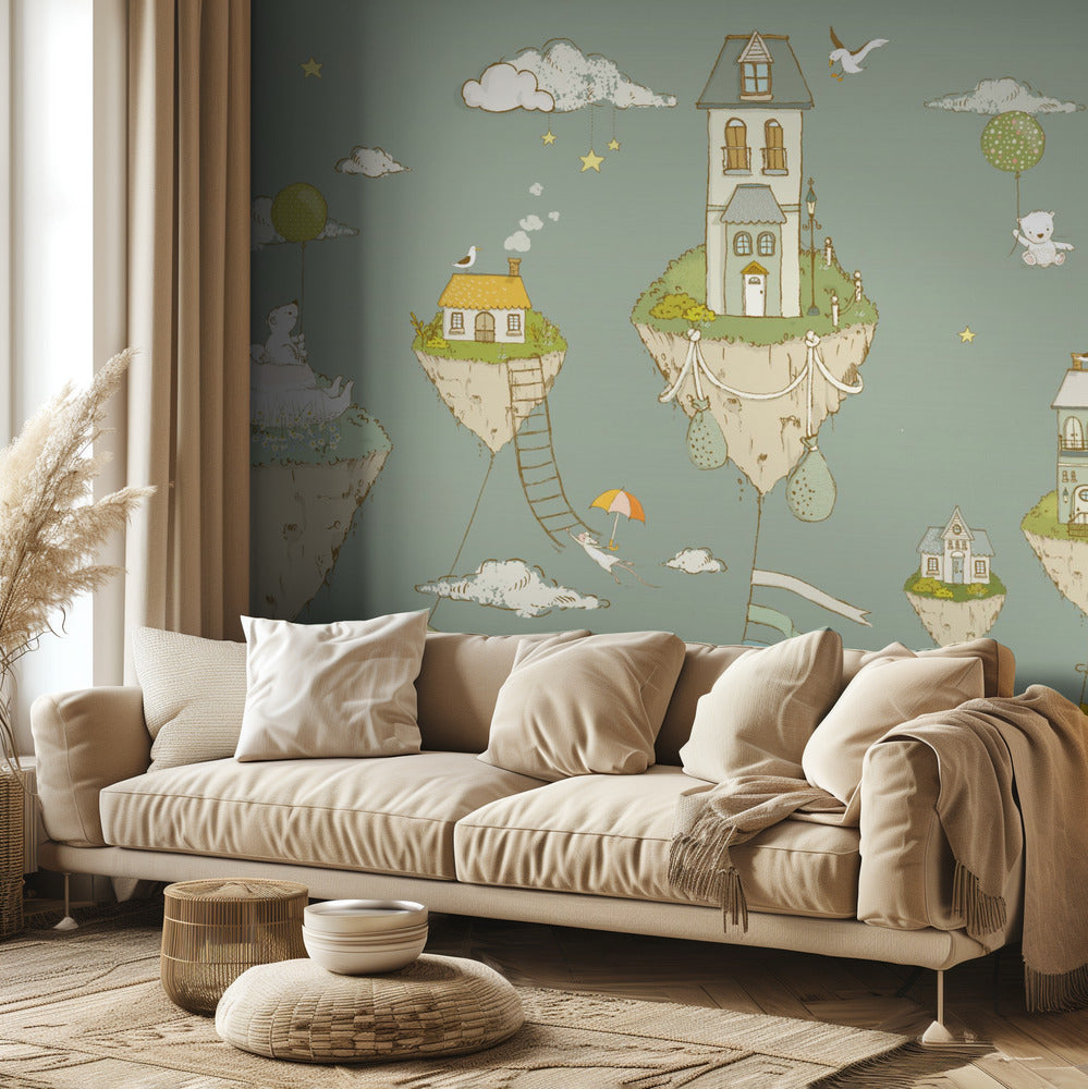 Floating Islands_FogGreen | Wallpaper