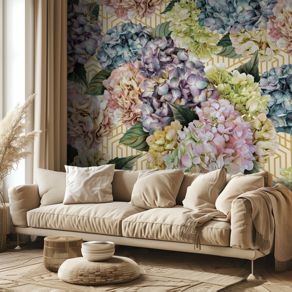 Hydrangeas_Gold Cream | Wallpaper