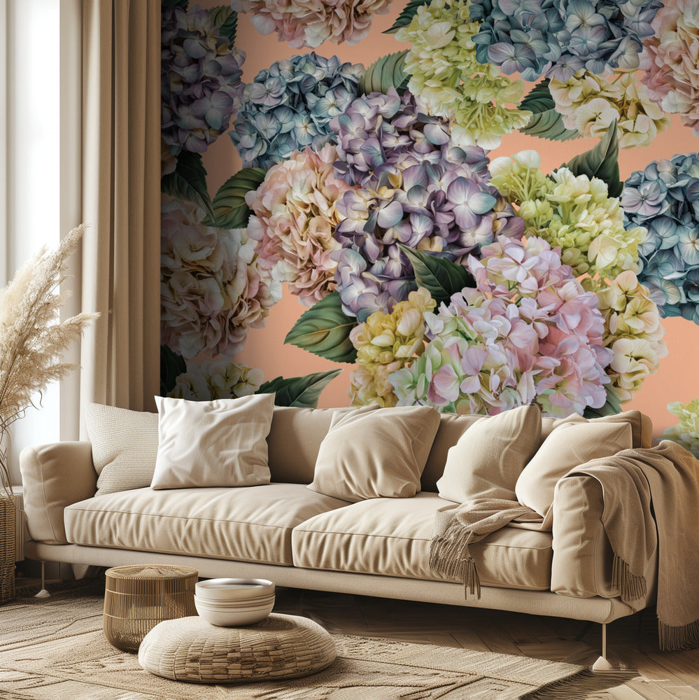 Hydrangeas_Peach Fuzz | Wallpaper