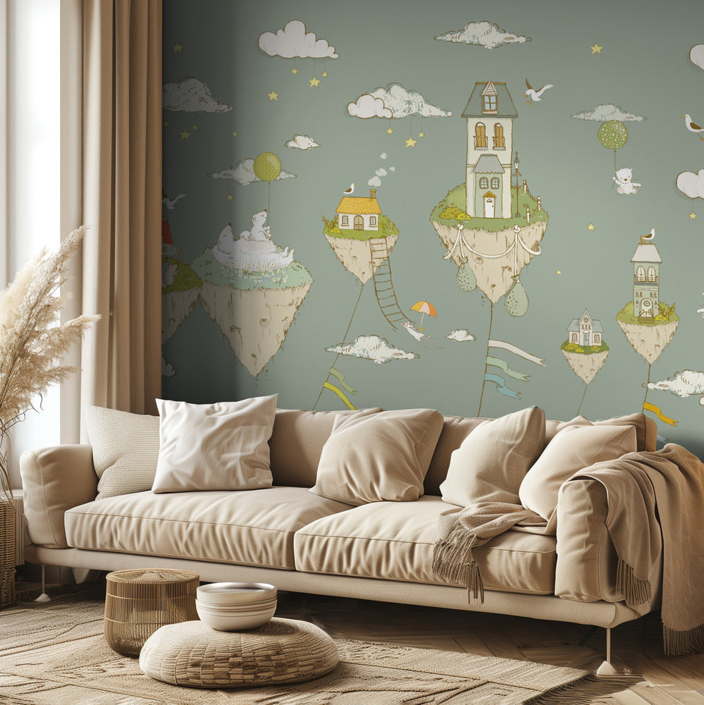 Floating Islands_FogGreen | Wallpaper