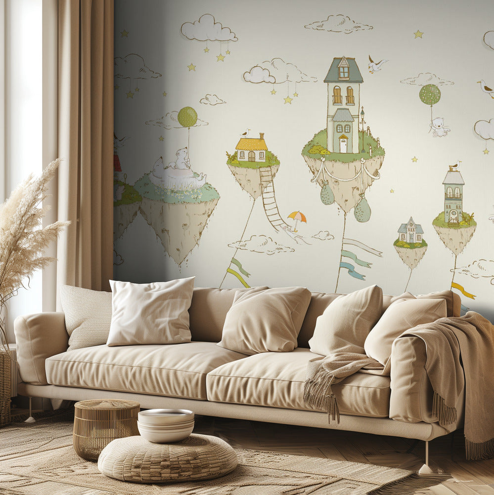 Floating Islands_Cream | Wallpaper