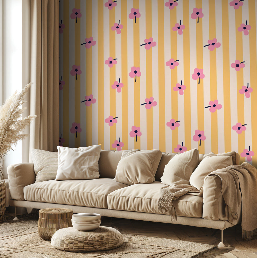 Flowers and Stripes | Wallpaper