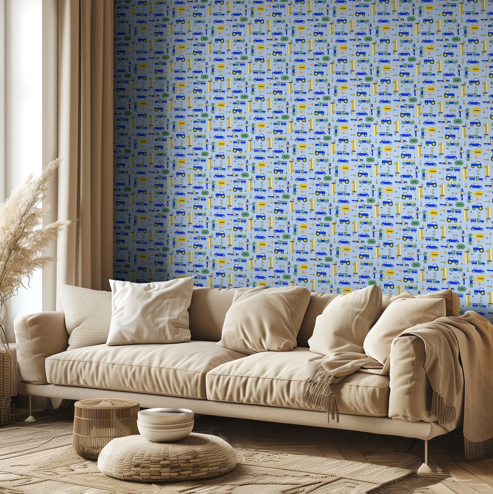 Colourful Vehicles Kids Pattern | Wallpaper