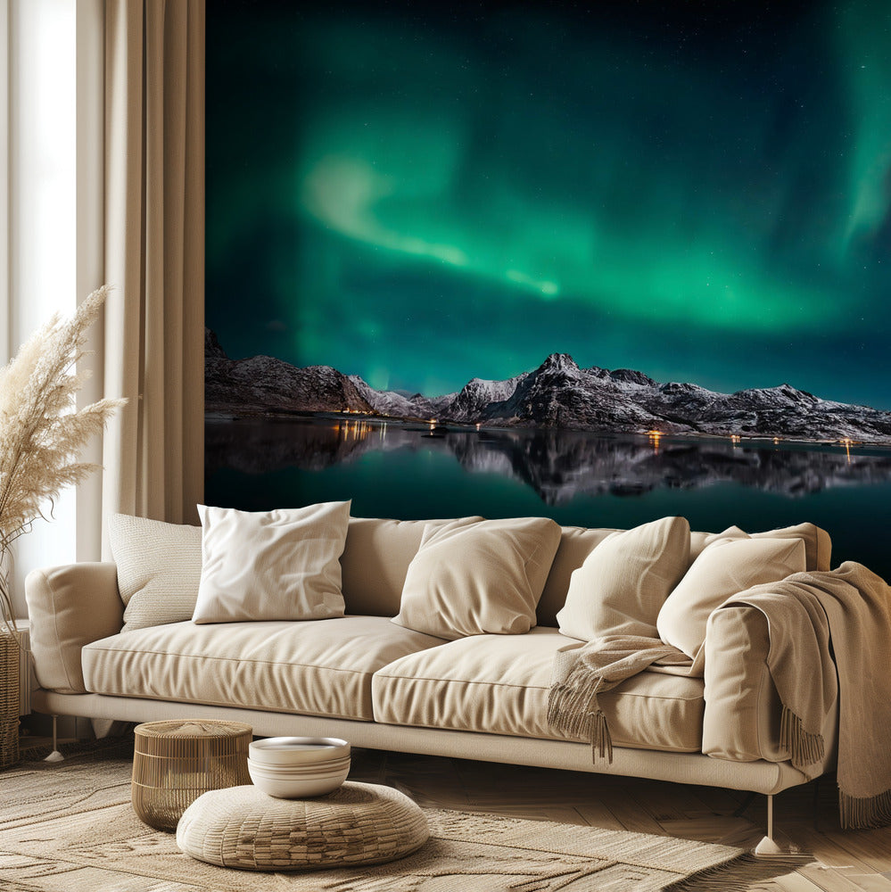 Lofoten Aurora Reflection | Wallpaper