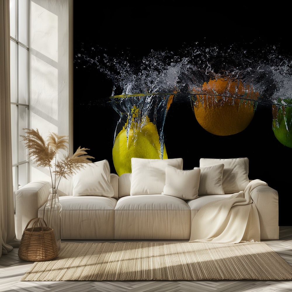 Kolminkertainen sitrusroiske | Valokuvatapetit