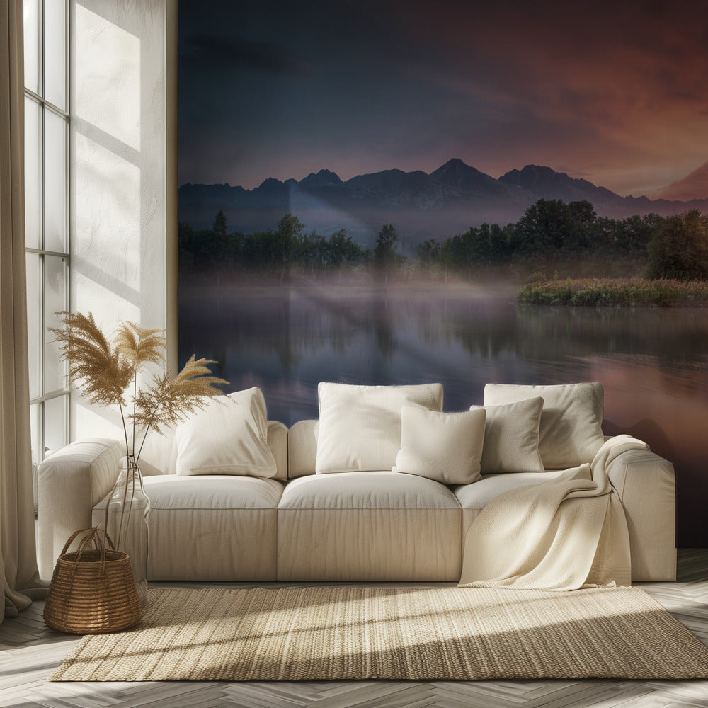 Aamunkoitto järven rannalla | Valokuvatapetit