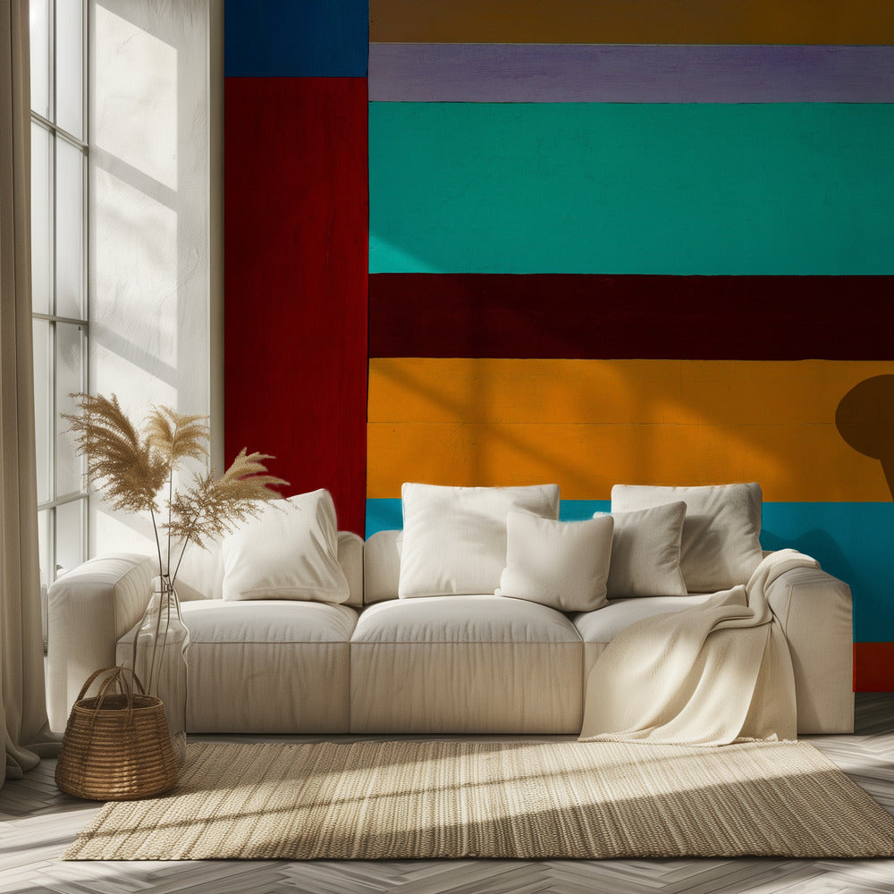 Lampa i pasiasta ściana | Fototapeta