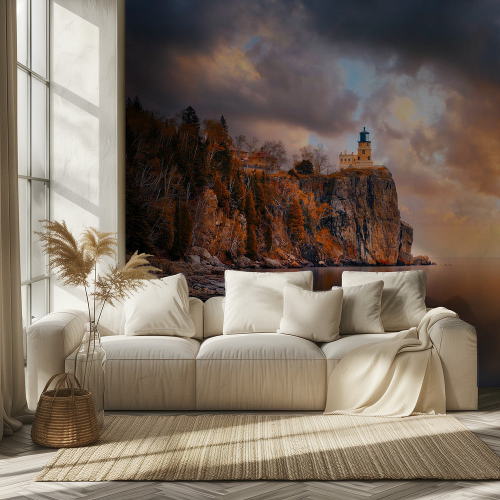 Pilvinen päivä Split Rockin majakalla | Valokuvatapetit