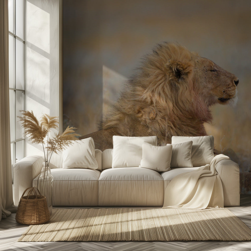 Urosleijona pentunsa kanssa | Valokuvatapetit