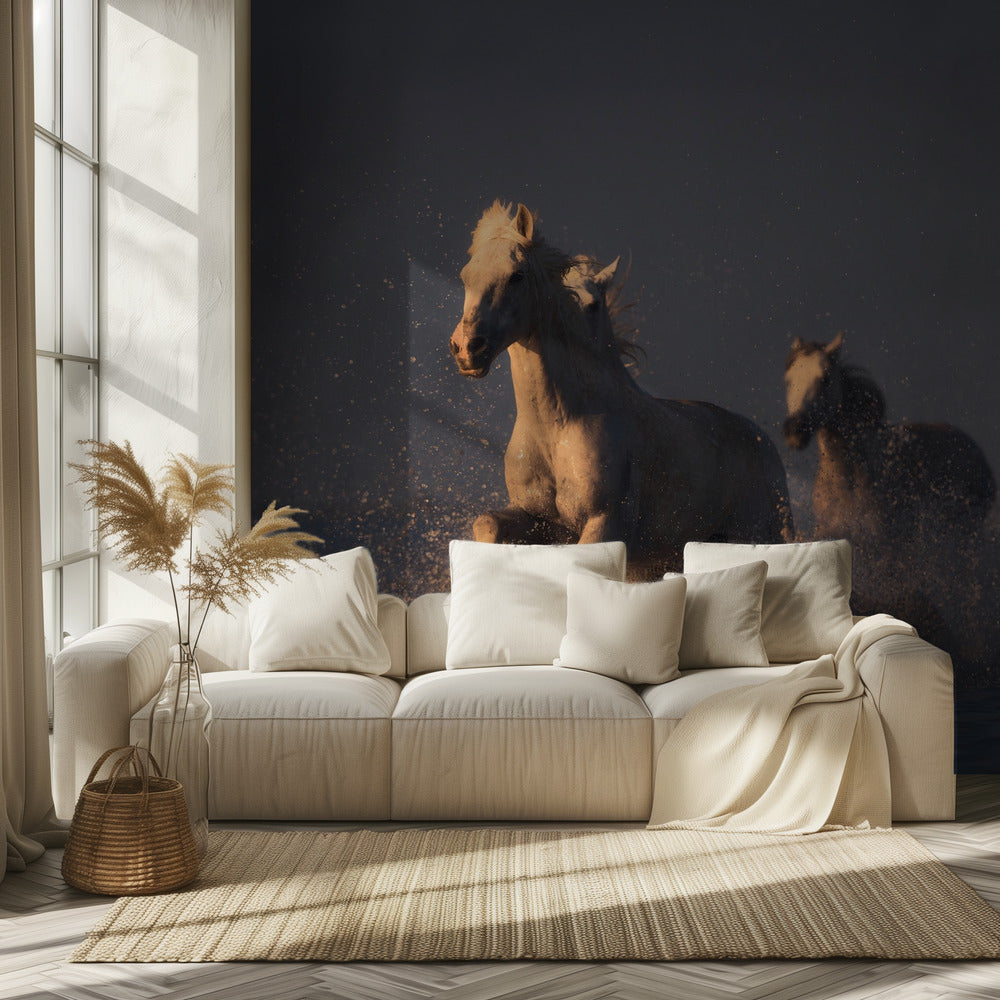 hevoset auringonlaskun valossa | Valokuvatapetit