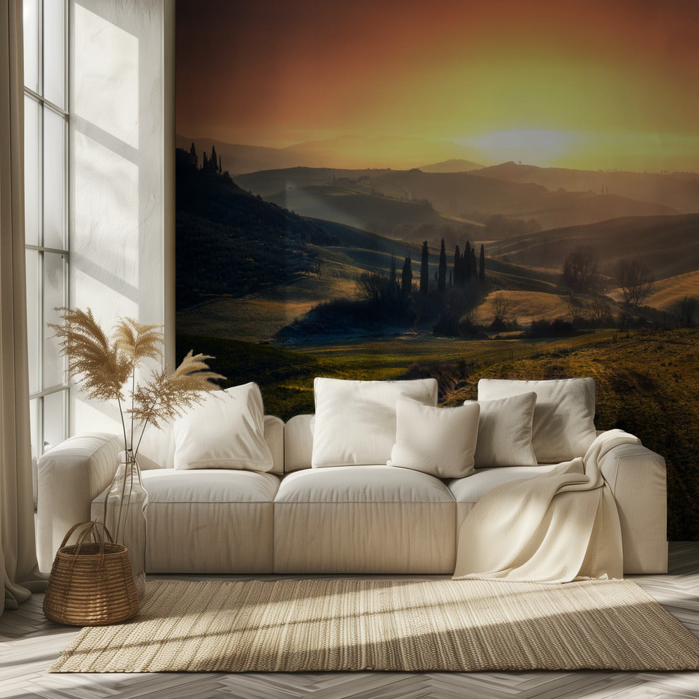 Val d'Orcia aamulla | Valokuvatapetit