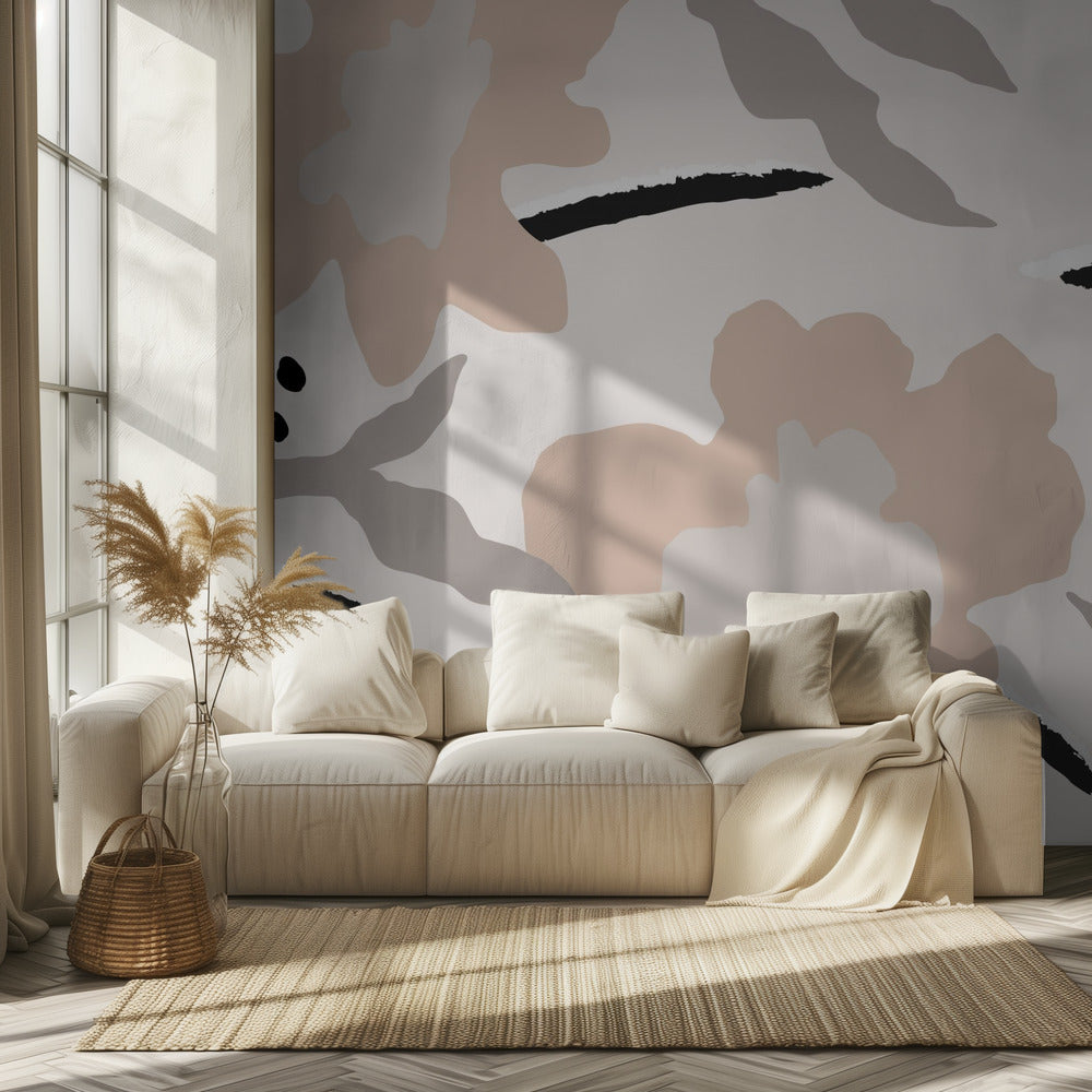 Flores y lineas | Papel Pintado Fotográfico