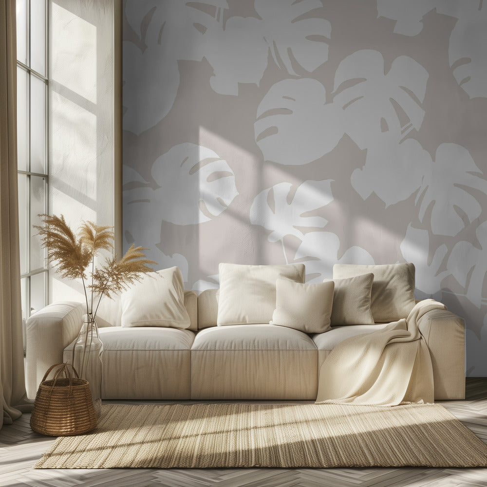 Monstera Leaves White | Wallpaper