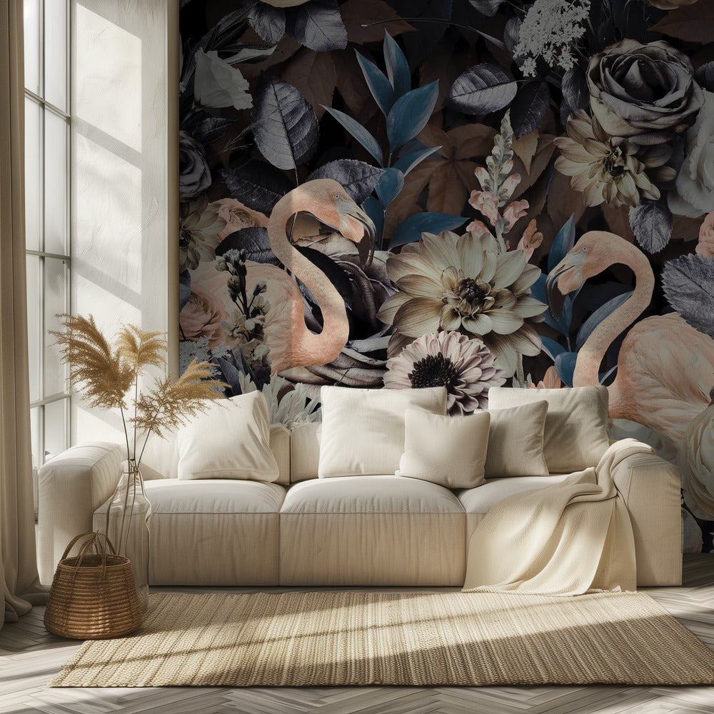 Flamingo Garden No1 | Wallpaper