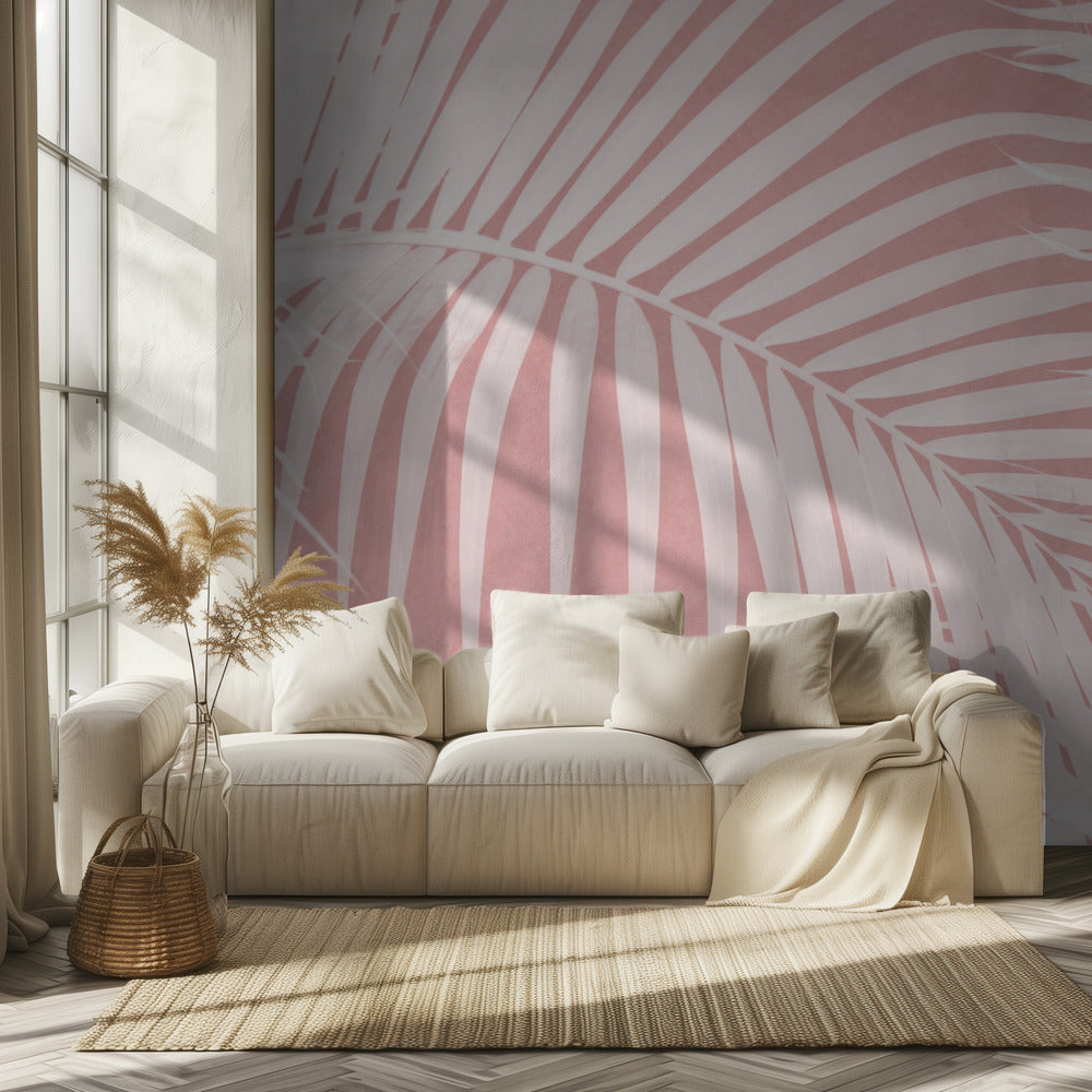 Palm Leaves On Pink Silhouette IV | Wallpaper