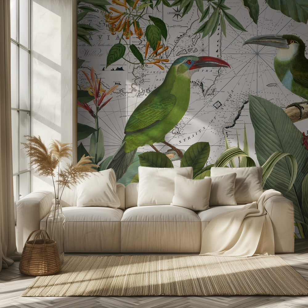 Viaje nostálgico de los loros 3 | Papel Pintado Fotográfico
