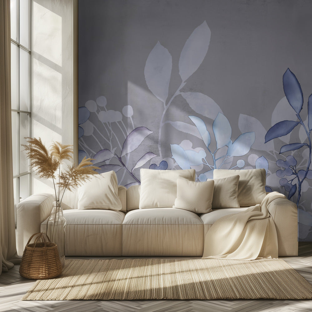 Watercolor Pastel Garden Blue | Wallpaper