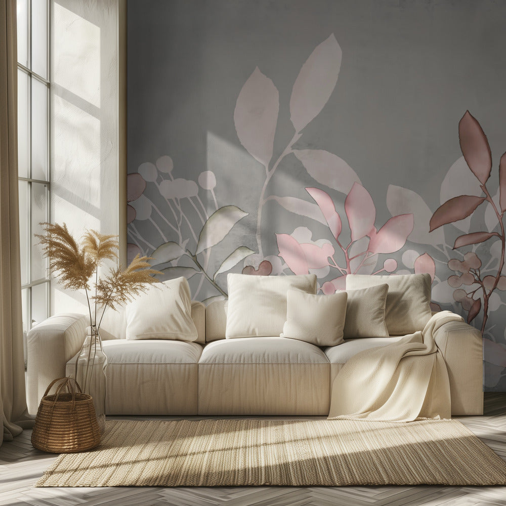 Vesiväri Pastelli Puutarha Pinkki | Valokuvatapetit