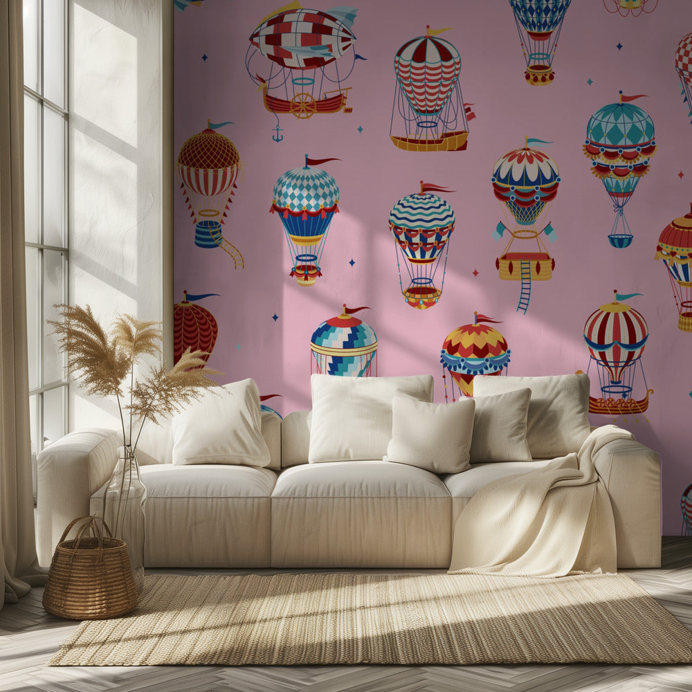 Ylös, ylös ja pois_Pink | Valokuvatapetit