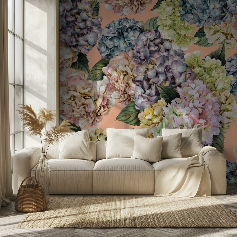 Hydrangeas_Peach Fuzz | Wallpaper