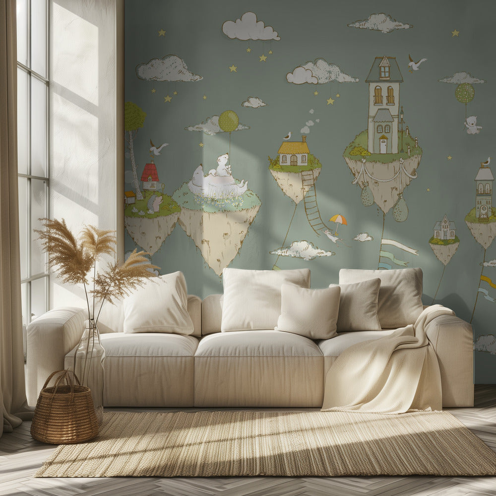 Floating Islands_FogGreen | Wallpaper