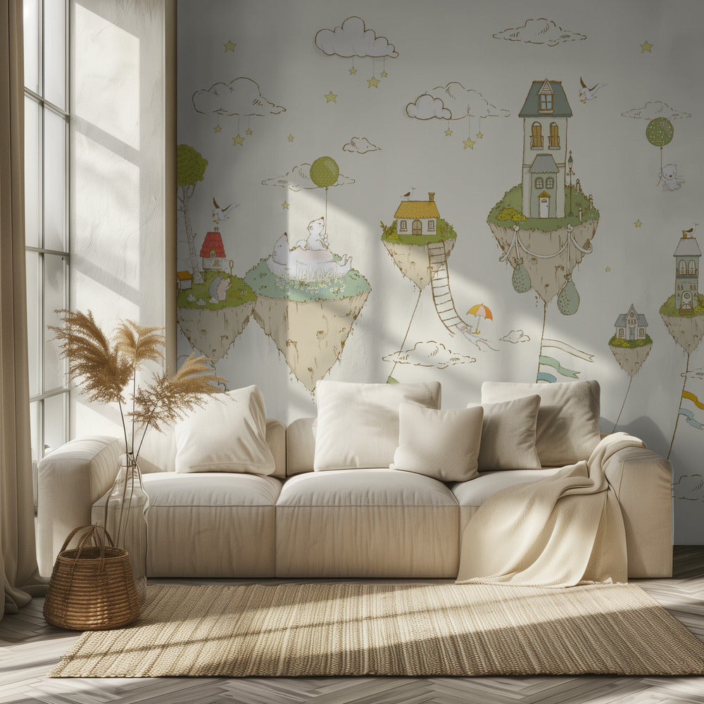 Floating Islands_Cream | Wallpaper