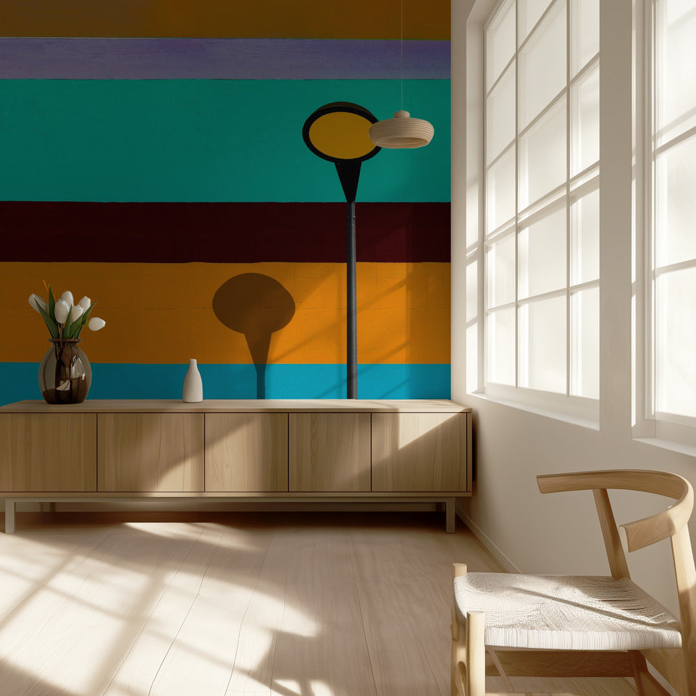 Lampa i pasiasta ściana | Fototapeta