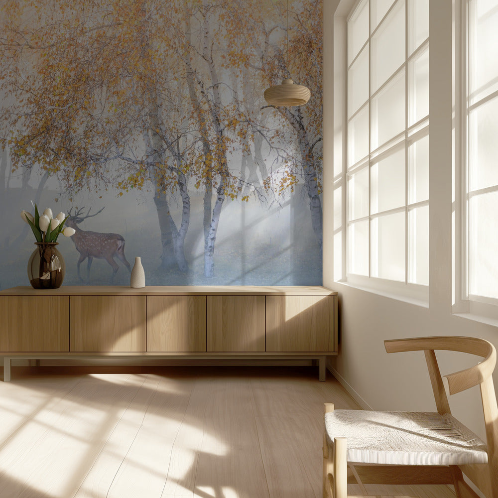 Hirvi eksyksissä sumussa | Valokuvatapetit