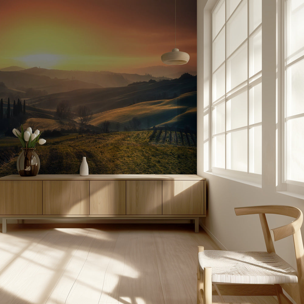 Val d'Orcia aamulla | Valokuvatapetit
