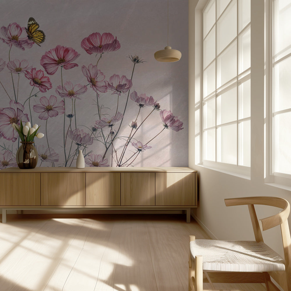 Cosmos et Papillon | Papier Peint Photo