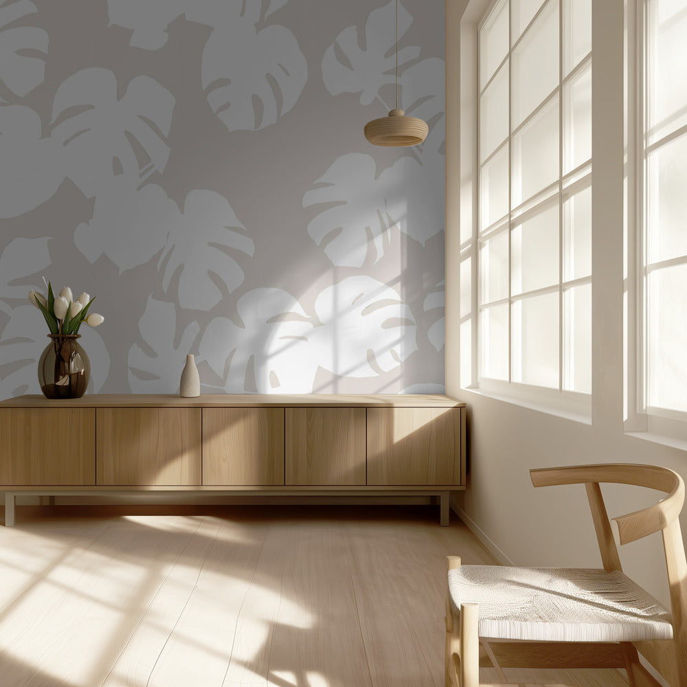 Monstera Leaves White | Wallpaper